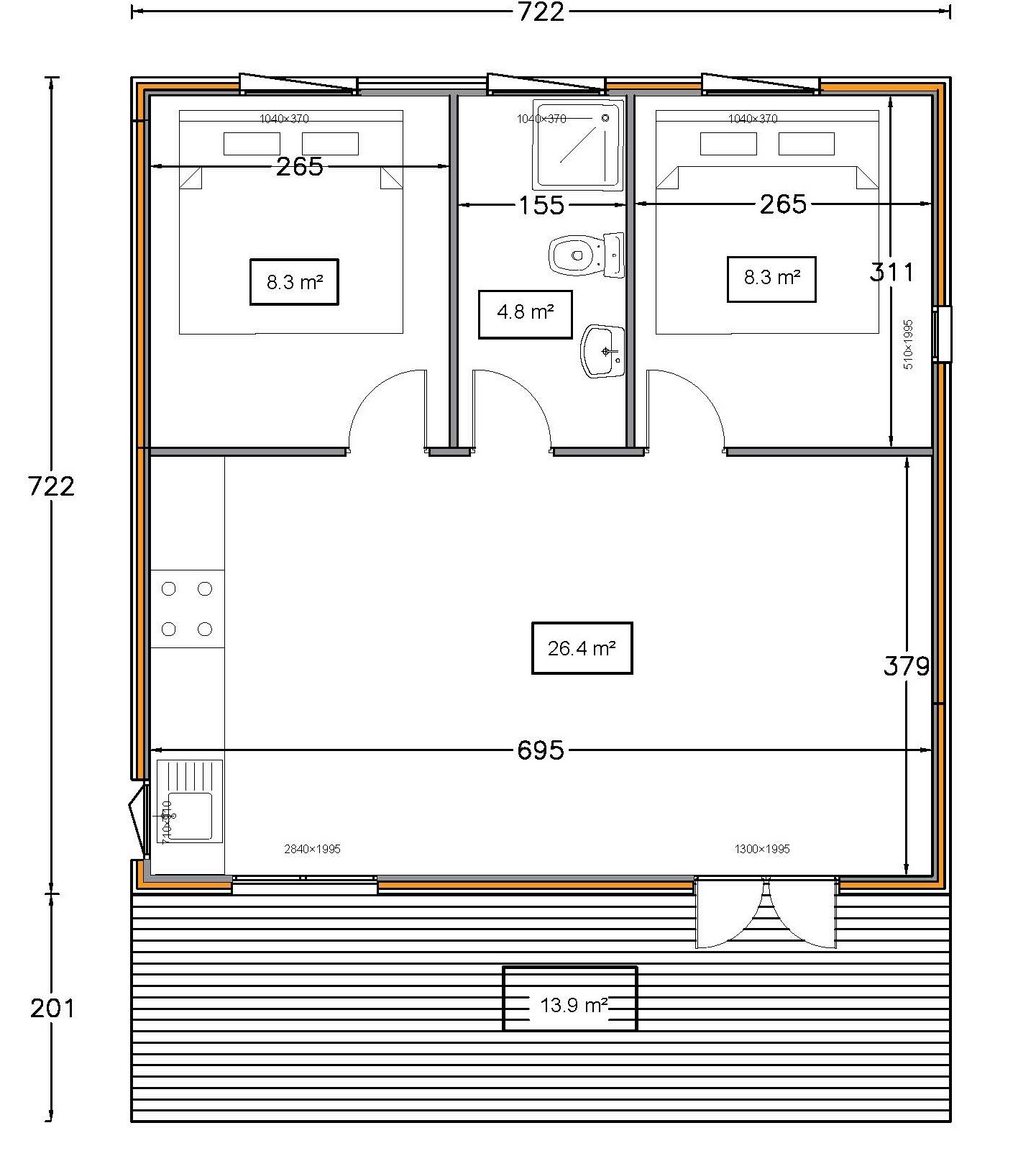 Plan Chalet bois Edelweiss Plan chalet moderne 50m² - Plan chalet habitable