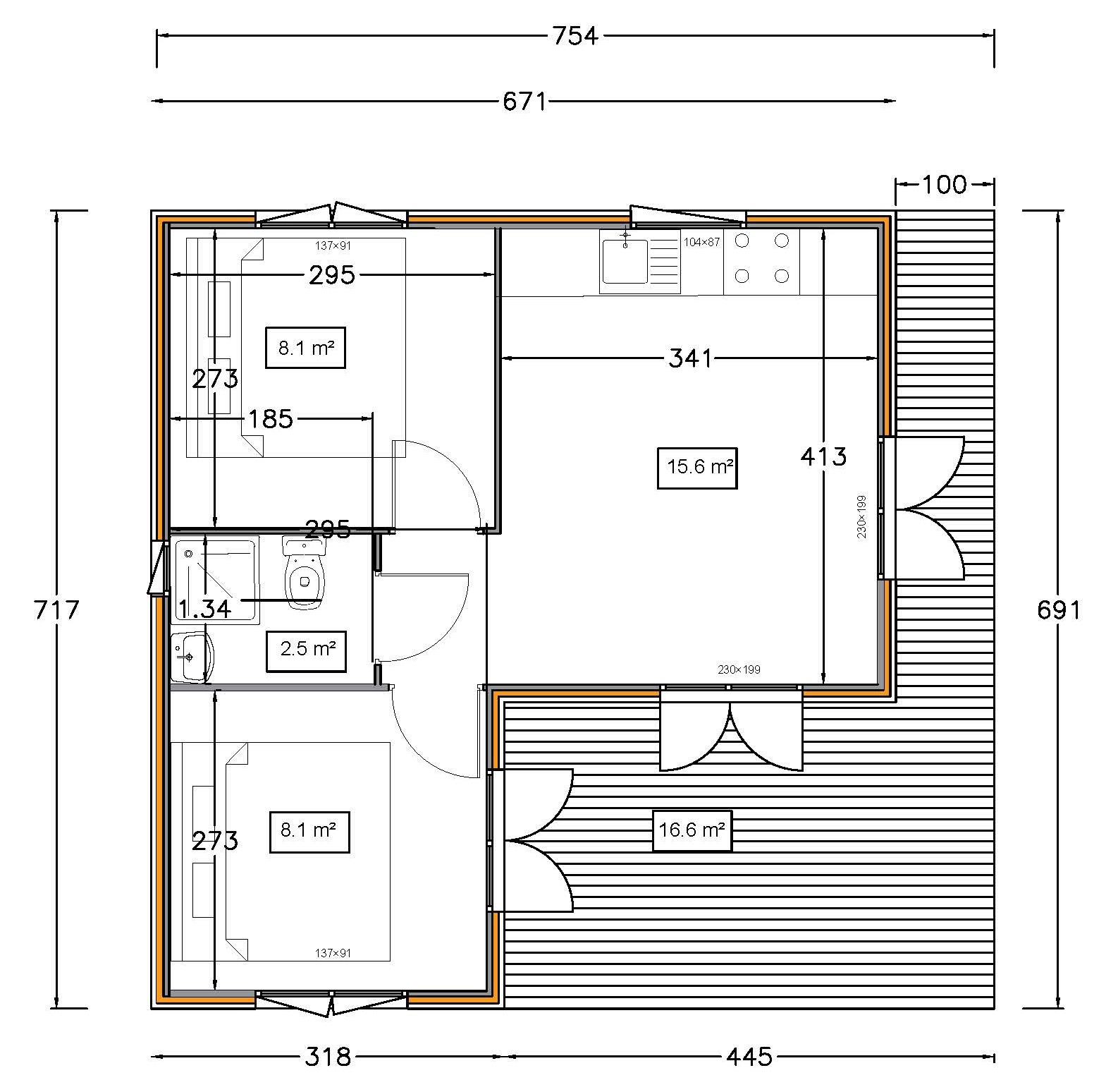 Plan archi bolet 34 m² Plan chalet moderne 30m²