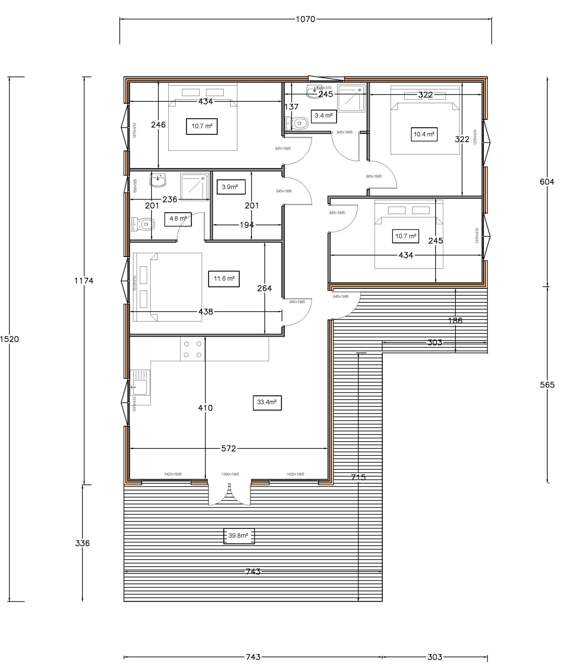 Plan chalet Albatros 89 m² plan chalet en bois famillial - plan chalet 4 chambres