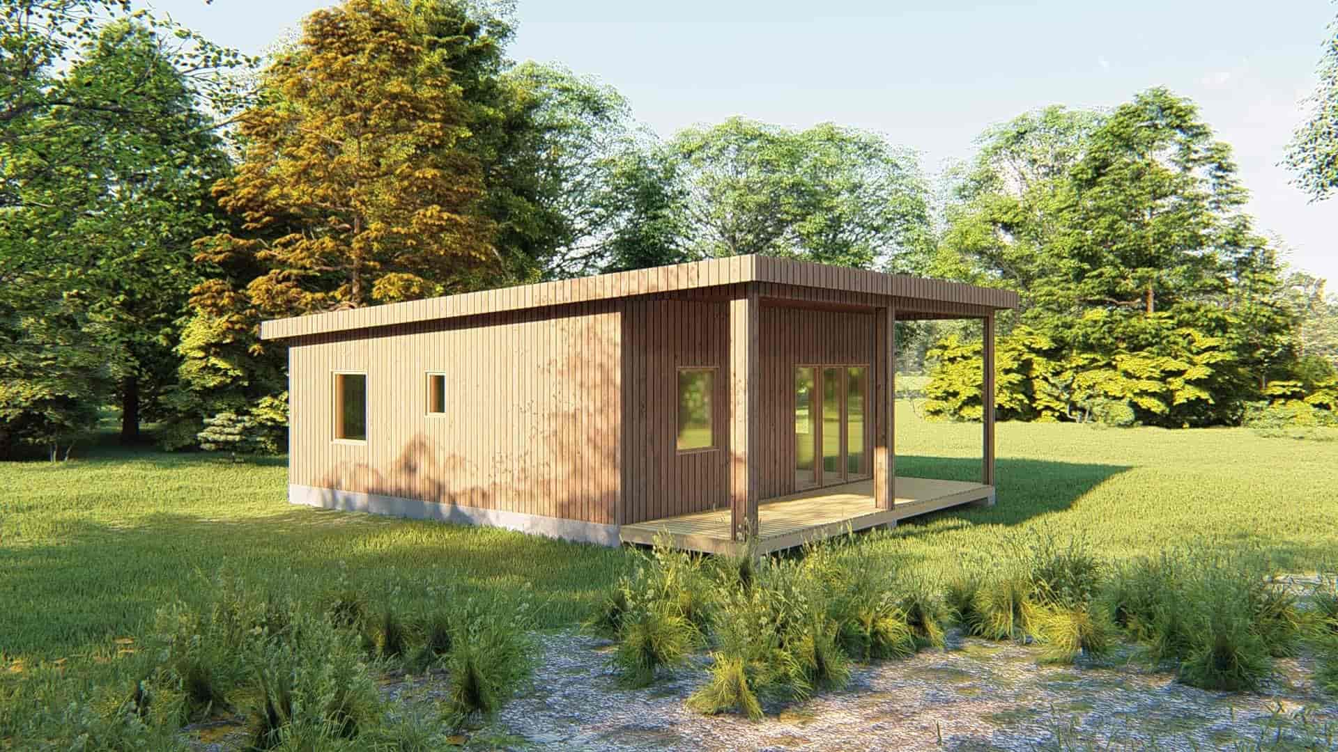 Maison en bois moderne toit plat