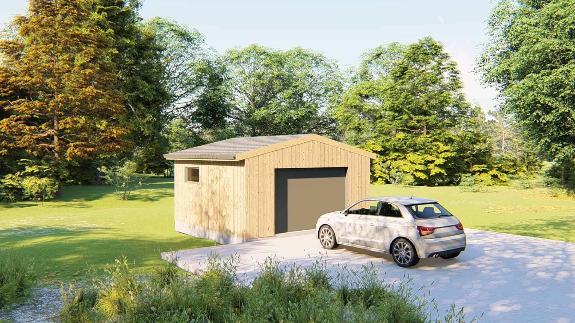 Garage bois kit 25m² - constructeur garage bois classique